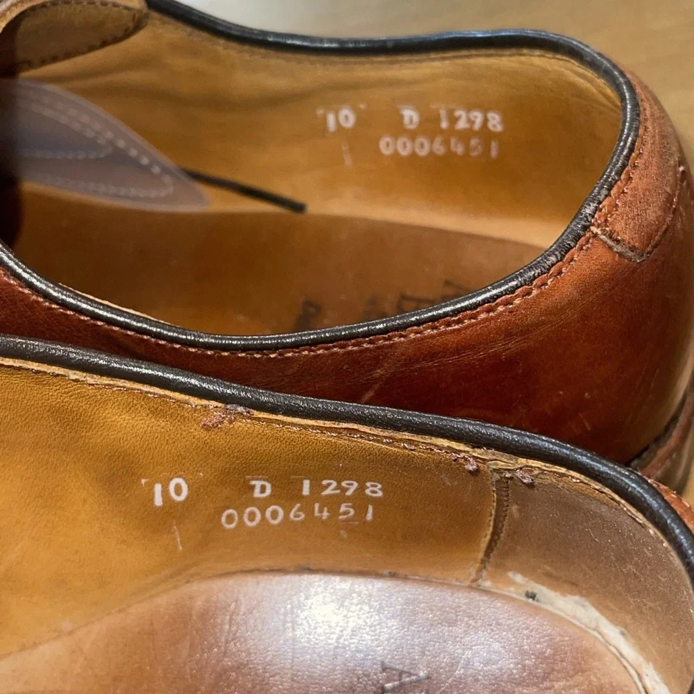 Allen Edmonds Delray Shoes Men 10 D Brown Leather Split Toe Oxfords Leather